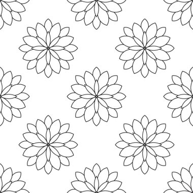 Süslü mandala ile kusursuz bir şablon. Soyut yuvarlak karalama çiçek arkaplanı. Çiçekli geometrik çember. Vektör illüstrasyonu.   