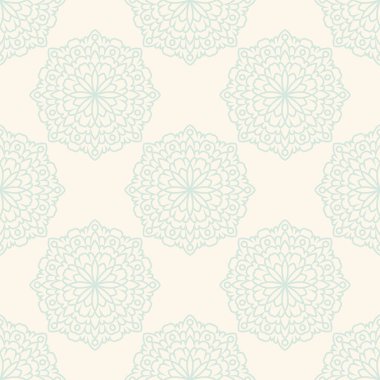 Süslü mandala ile kusursuz bir şablon. Soyut yuvarlak karalama çiçek arkaplanı. Çiçekli geometrik çember. Vektör illüstrasyonu.  