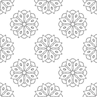 Süslü mandala ile yarım tonlu fantezi. Soyut yuvarlak noktalı çiçek arkaplanı. Çiçekli geometrik çember. Vektör illüstrasyonu.  