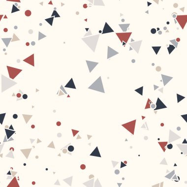 Renkli, dağınık noktalar, üçgen arka plan. Yuvarlak şekilli, şenlikli, pürüzsüz desen. Ambalaj kağıdı ve ağ için grunge noktalı doku. Vektör illüstrasyonu. 