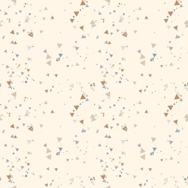 Renkli, dağınık noktalar, üçgen arka plan. Yuvarlak şekilli, şenlikli, pürüzsüz desen. Ambalaj kağıdı ve ağ için grunge noktalı doku. Vektör illüstrasyonu. 