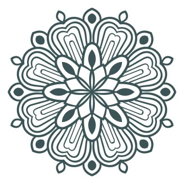 Renkli çiçek mandala. Tişört, çanta ve beyaz arka planda izole edilmiş poster için dekoratif unsurları karala. Çiçekli geometrik çember. Vektör illüstrasyonu.  