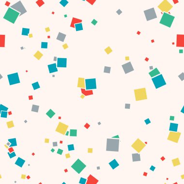 Renkli kaotik küçük kareleri olan soyut, pürüzsüz bir desen. Sonsuz dağınık geometrik desen. Vektör illüstrasyonu.       