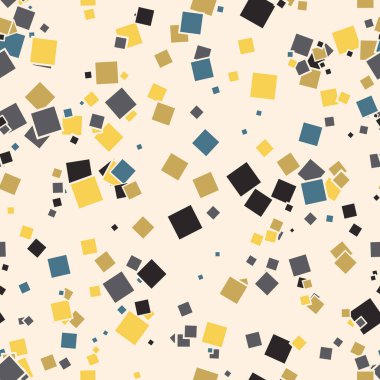Renkli kaotik küçük kareleri olan soyut, pürüzsüz bir desen. Sonsuz dağınık geometrik desen. Vektör illüstrasyonu.       