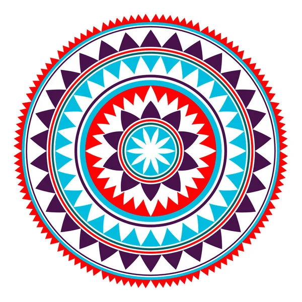 Mandala Tribal Ornamental Redonda Doodle Flor Isolada Sobre Fundo Branco — Vetor de Stock
