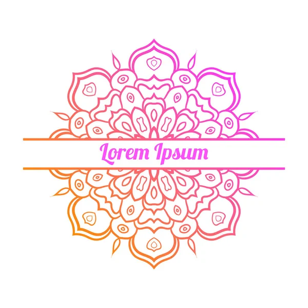 Renkli gradyan çiçekli tebrik kartının yarısı. Yarım ton süslemeli davetiye şablonu Mandala. Lotus çiçekli kartpostal, poster, broşür. Vektör illüstrasyonu.    