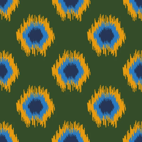 Ikat Abstract Naadloos Patroon Folk Achtergrond Met Geo Vormen Polka — Stockvector