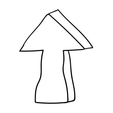 Karikatür karalama retro oku beyaz arkaplanda izole edildi. Vektör illüstrasyonu.  