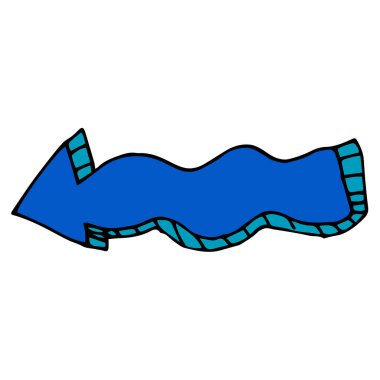 Karikatür karalama retro oku beyaz arkaplanda izole edildi. Vektör illüstrasyonu. 