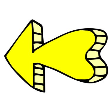 Karikatür karalama retro oku beyaz arkaplanda izole edildi. Vektör illüstrasyonu. 