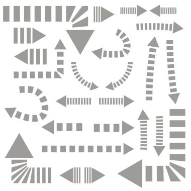 Çizgili ok beyaz arkaplanda izole edildi. 