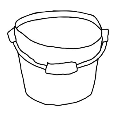 Çizgi film karalama doğrusal kovası beyaz arka planda izole edildi. Vektör illüstrasyonu. 