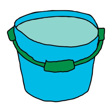 Çizgi film karalama doğrusal kovası beyaz arka planda izole edildi. Vektör illüstrasyonu. 