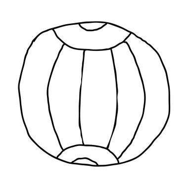 Çizgi film karalama çizgisel plaj topu beyaz arka planda izole. Vektör illüstrasyonu. 