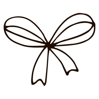 Çizgi film çizimleri, beyaz arka planda izole edilmiş doğrusal yay. Vektör illüstrasyonu. 