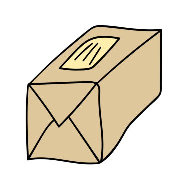 Çizgi film karalama doğrusal paketi beyaz arkaplanda izole edildi. Vektör illüstrasyonu.