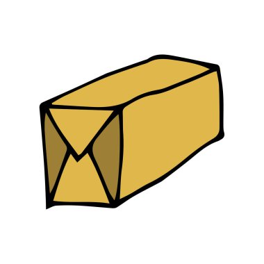 Çizgi film karalama doğrusal paketi beyaz arkaplanda izole edildi. Vektör illüstrasyonu. 