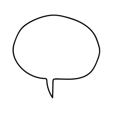 Çizgi film karalama çizgisel konuşma balonu beyaz arka planda izole. Vektör illüstrasyonu. 