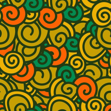 Soyut el çizimi ince çizgi dalgalı ve pürüzsüz desen. Kıvırcık doğrusal dağınık arkaplan. Vektör illüstrasyonu.