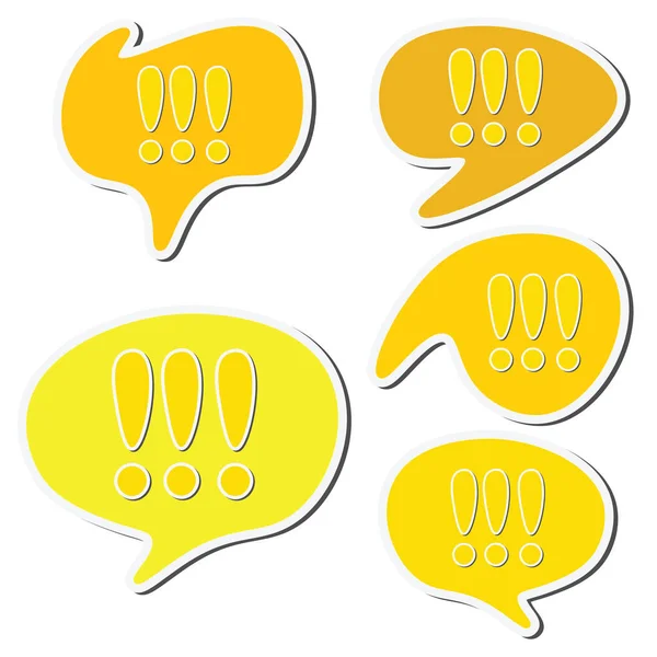 Ünlem Işaretli Sarı Çıkartma Konuşma Balonu — Stok Vektör