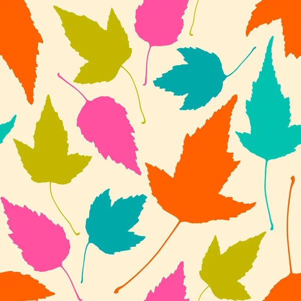 Floral Seamless Pattern Colorful Leaves Beige Background Vector Illustration — Stock Vector