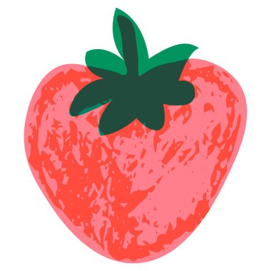 Beyaz arka planda karikatür çileği izole edilmiş. Vektör illüstrasyonu.