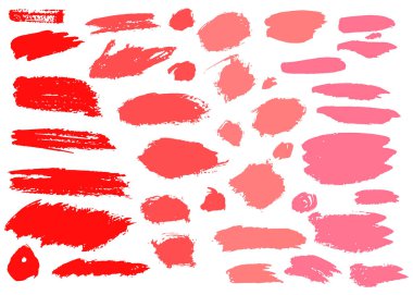 Siyah yarım ton fırça darbeleri, elementler, afişler, dokular, ikonlar. Noktalı doku beyaza izole edilmiş. Vektör illüstrasyonu.