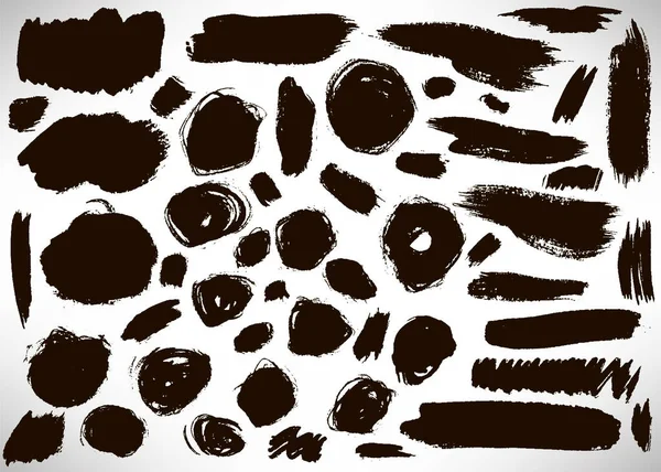 Große Schwarze Reihe Von Grunge Pinselstrichen Sammlung Von Pinselstrichen Grunge — Stockvektor
