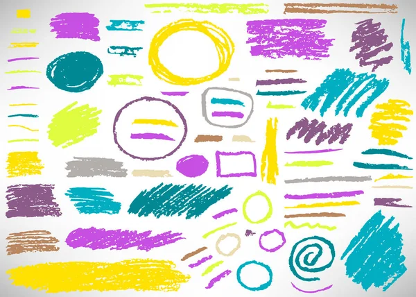 Grande Conjunto Colorido Elementos Grunge Desenhados Mão Banners Quadros Círculos —  Vetores de Stock