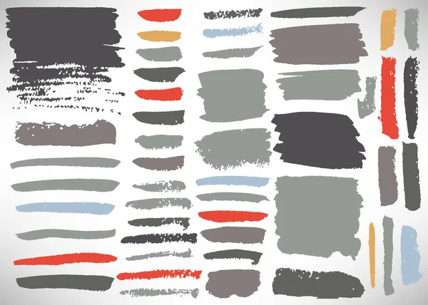 Big Set Grunge Brush Stroke Collection Ink Brush Line Grunge — Stock Vector