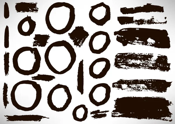 Große Menge Grunge Pinselstrich Sammlung Von Pinselstrichen Grunge Linien Ringen — Stockvektor