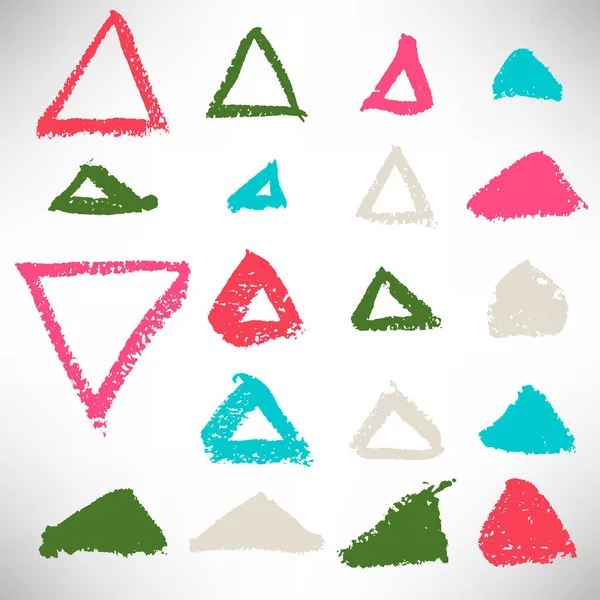 Colorful Set Hand Drawn Grunge Triangles Frames Elements Design Geometrical — Stock Vector