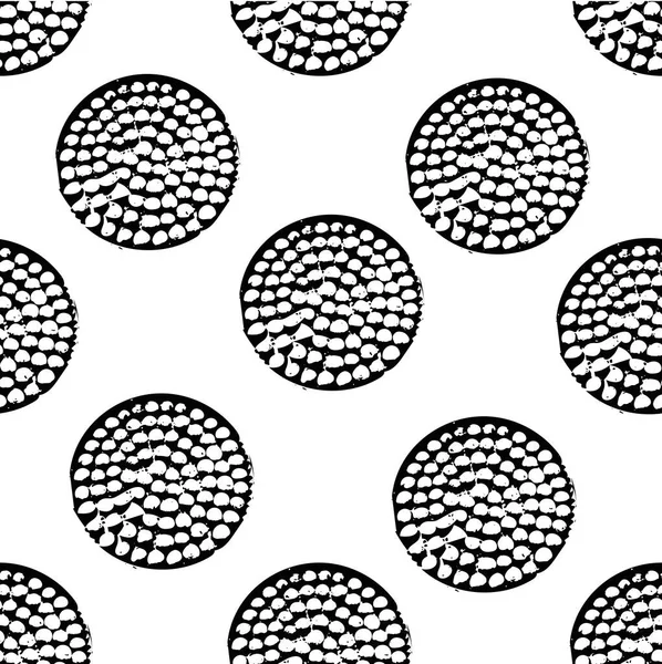 Black White Abstract Geometric Seamless Pattern Grunge Polka Dot Textured — Stock Vector