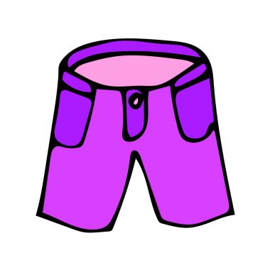 Karikatür şortları beyaz arkaplanda izole edilmiş. Vektör illüstrasyonu.