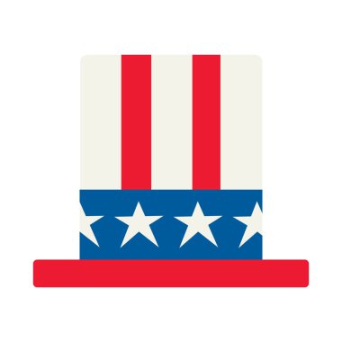 4 Temmuz şapkası beyaz arka planda izole edilmiş. Simge. Vektör illüstrasyonu.