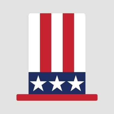 4 Temmuz şapkası gri arka planda izole edilmiş. Simge. Vektör illüstrasyonu.