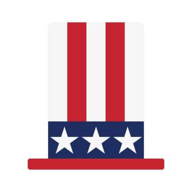 4 Temmuz şapkası beyaz arka planda izole edilmiş. Simge. Vektör illüstrasyonu.