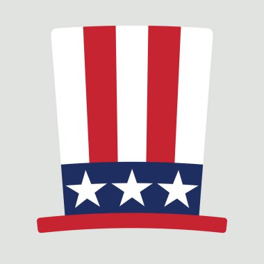 4 Temmuz şapkası gri arka planda izole edilmiş. Simge. Vektör illüstrasyonu.