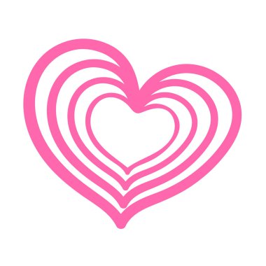 Beyaz arka planda karikatür sevimli kalp ikonu izole. Romantik Sevgililer Günü tabelası. Aşk logosu. Vektör illüstrasyonu.   