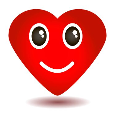 Beyaz arka planda izole edilmiş gülen kalp çizgi filmi. Vektör illüstrasyonu. 