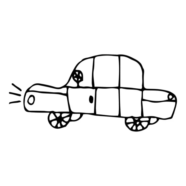 Tecknad Klotter Bil Isolerad Vit Bakgrund Taxi Barnslig Stil Vektorillustration — Stock vektor