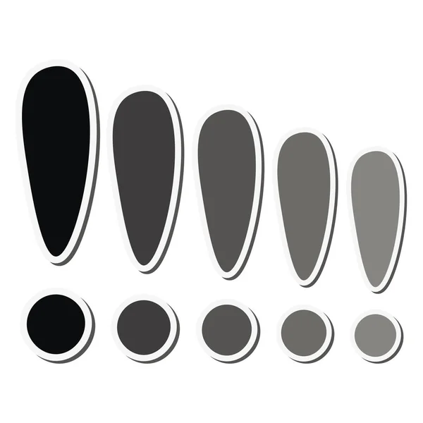 Black White Sticker Exclamation Marks Set — Stock Vector