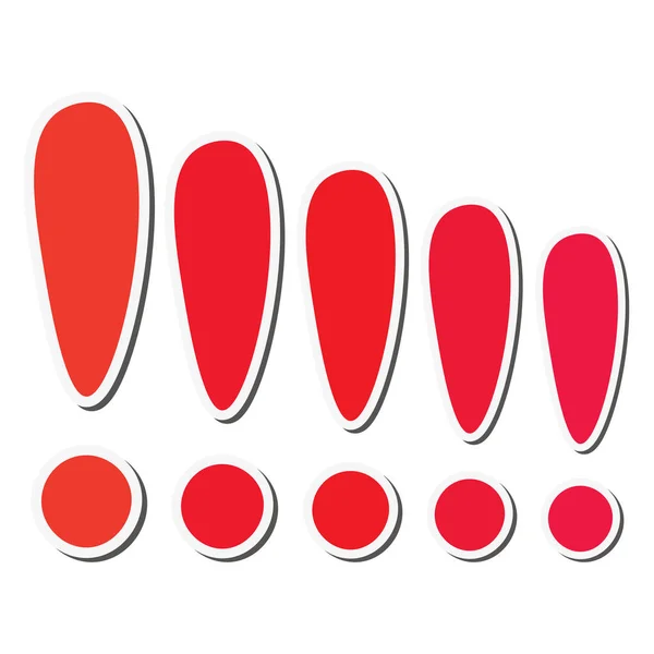 Autocollant Rouge Points Exclamation Fixés Illustration Vectorielle — Image vectorielle