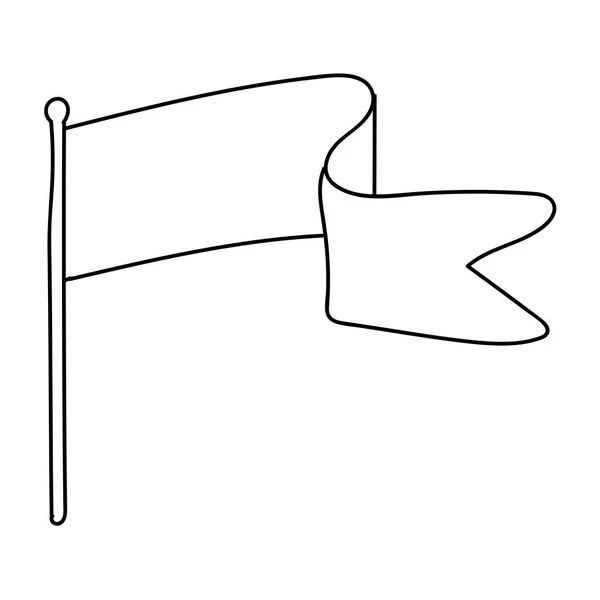 Desenhos Animados Doodle Bandeira Acenando Retro Isolado Fundo Branco Ilustração — Vetor de Stock