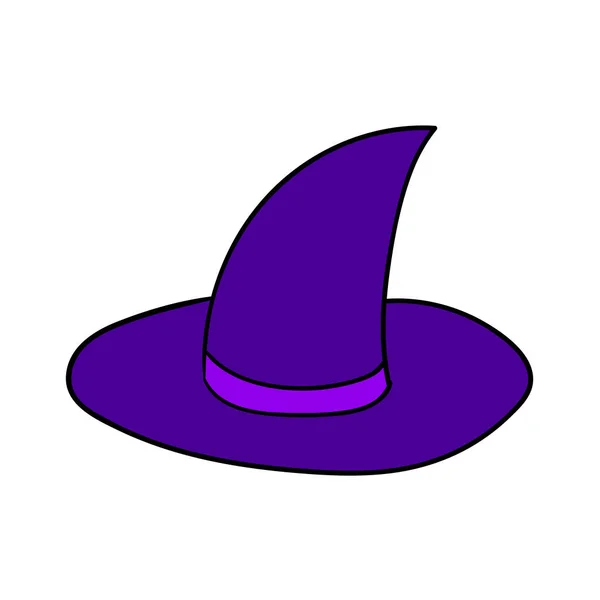 Sombrero Bruja Lineal Garabatos Dibujos Animados Aislado Sobre Fondo Blanco — Vector de stock