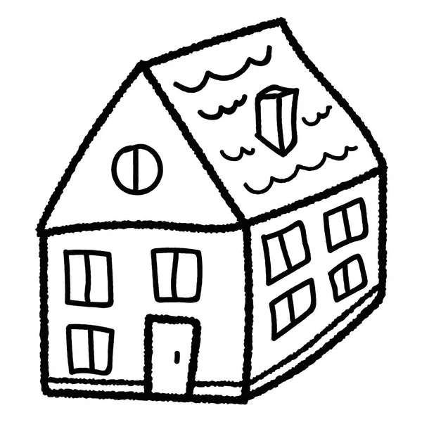 Cartoon Doodle Lineares Haus Isoliert Auf Weißem Hintergrund Vektorillustration — Stockvektor