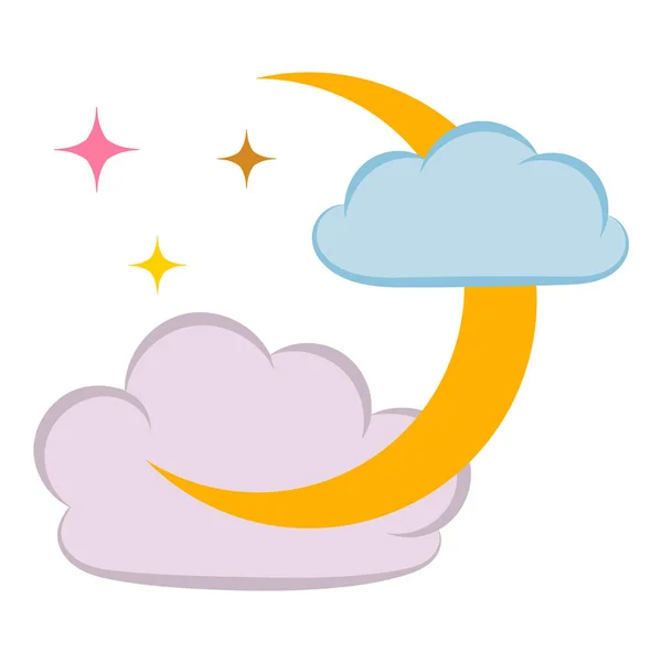 Icon Crescent Stars Clouds Night Sky Symbols Relaxation Concept Vector — Stock Vector