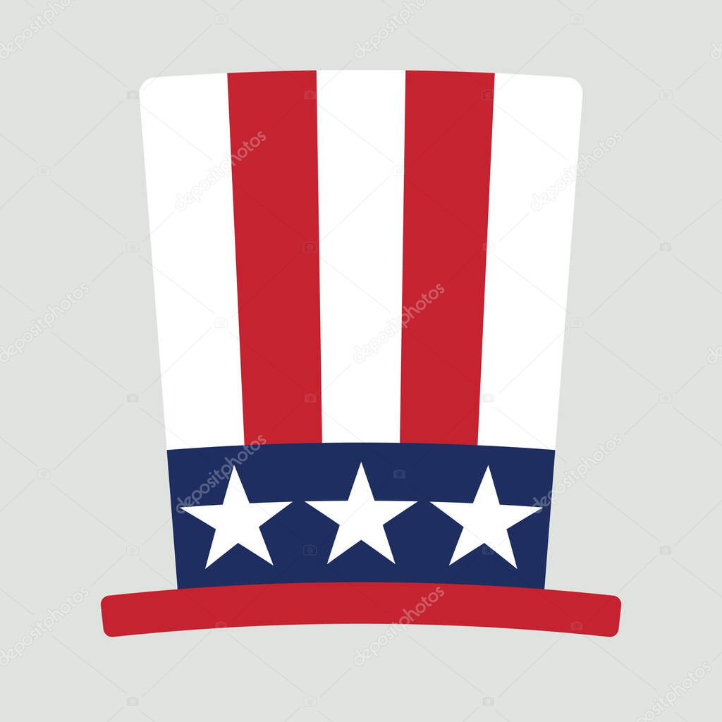 Fourth of July hat isolated on grey background. Icon. Vector illustration.