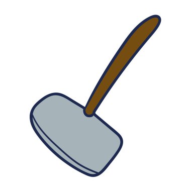 Çizgi film karalama çizgisel küreği beyaz arka planda izole edilmiş. Vektör illüstrasyonu.