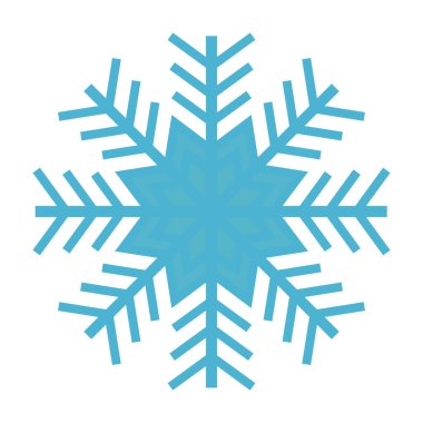 Beyaz arkaplanda mavi kar tanesi simgesi izole edildi. Vektör illüstrasyonu. 